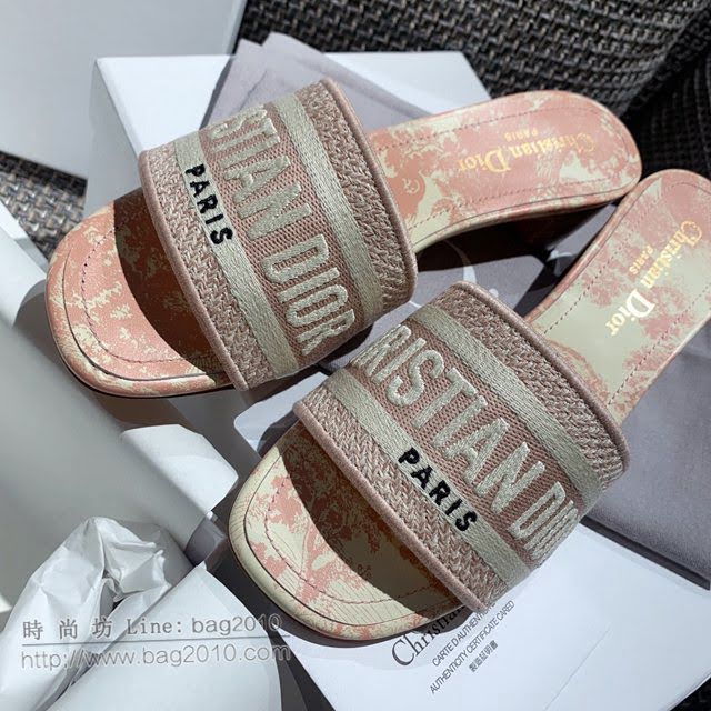 DIOR女鞋 迪奧2021專櫃新款磨砂新大底涼拖 Dior一字型刺繡平拖  naq1508